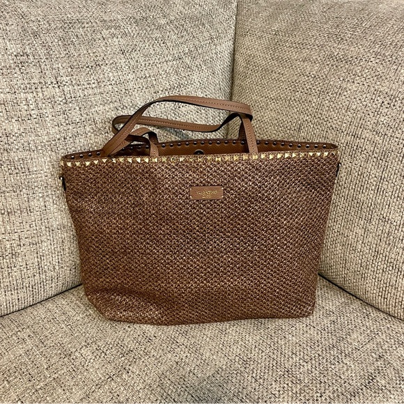 Valentino Brown Woven Tote Bag